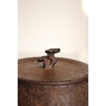 13代人間国宝鈴木盛久造　直筆手紙付　霊芝蓋虫食羽茶釜　K252 