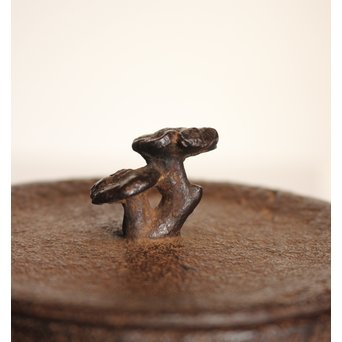 13代人間国宝鈴木盛久造　直筆手紙付　霊芝蓋虫食羽茶釜　K252 