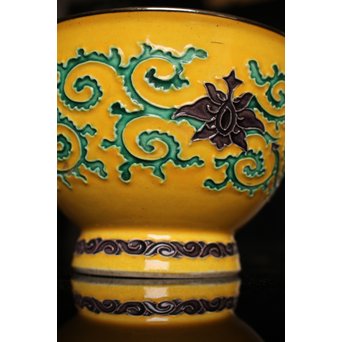 永楽造　黄交趾内銀張盃洗一対　S2698 