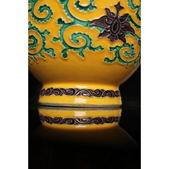 永楽造　黄交趾内銀張盃洗一対　S2698 