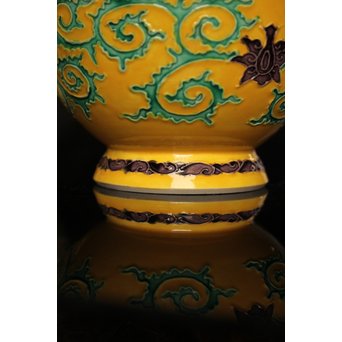 永楽造　黄交趾内銀張盃洗一対　S2698 