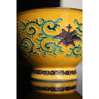 永楽造　黄交趾内銀張盃洗一対　S2698 