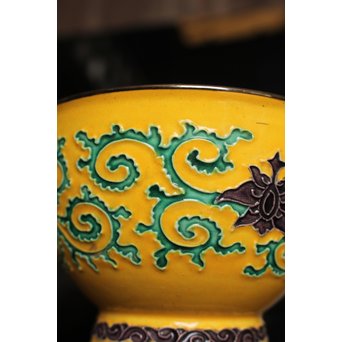 永楽造　黄交趾内銀張盃洗一対　S2698 