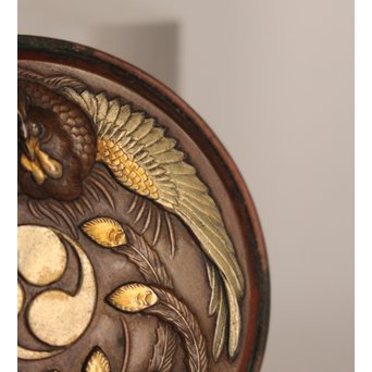 鳳凰彫金象嵌銅ボンボニエール/香合　K267 