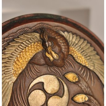 鳳凰彫金象嵌銅ボンボニエール/香合　K267 