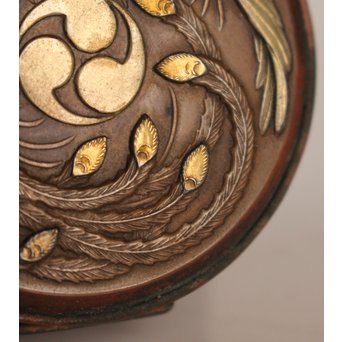 鳳凰彫金象嵌銅ボンボニエール/香合　K267 