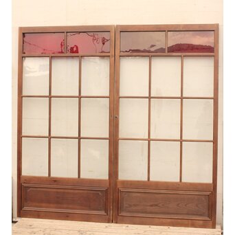 赤色ガラスとクリアガラスの戸　2枚1組　GD900