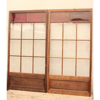 赤色ガラスとクリアガラスの戸　2枚1組　GD900 