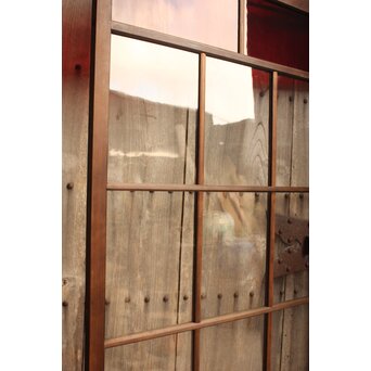 赤色ガラスとクリアガラスの戸　2枚1組　GD900 