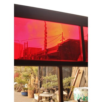 赤色ガラスとクリアガラスの戸　2枚1組　GD900 