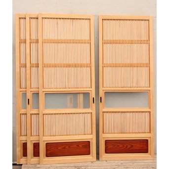 美品障子枠付細身格子戸　4枚1組　L771