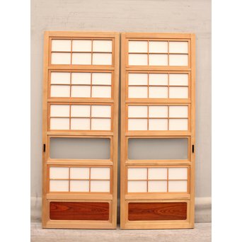 美品障子枠付細身格子戸　4枚1組　L771 