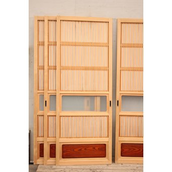 美品障子枠付細身格子戸　4枚1組　L771 