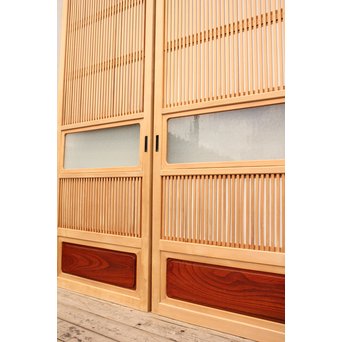 美品障子枠付細身格子戸　4枚1組　L771 