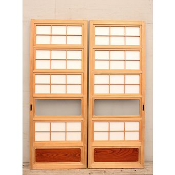 美品障子枠付細身格子戸　4枚1組　L771 