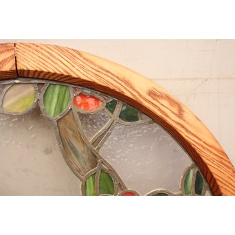 扇形ステンドガラス窓　椿　GD904 