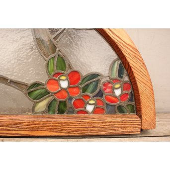 扇形ステンドガラス窓　椿　GD904 