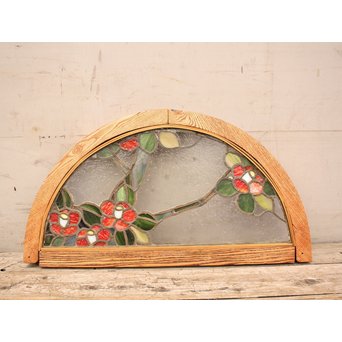 扇形ステンドガラス窓　椿　GD904 