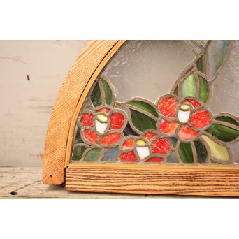 扇形ステンドガラス窓　椿　GD904 