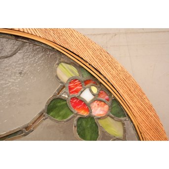 扇形ステンドガラス窓　椿　GD904 