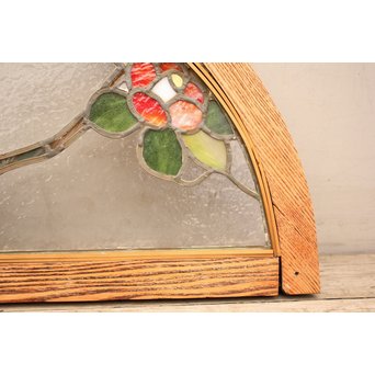 扇形ステンドガラス窓　椿　GD904 