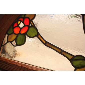 扇形ステンドガラス窓　椿　GD904 