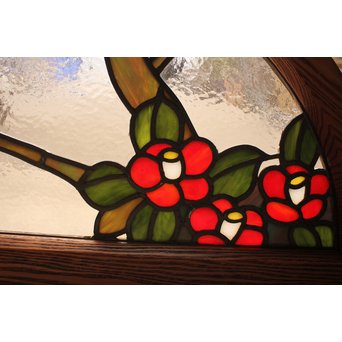 扇形ステンドガラス窓　椿　GD904 