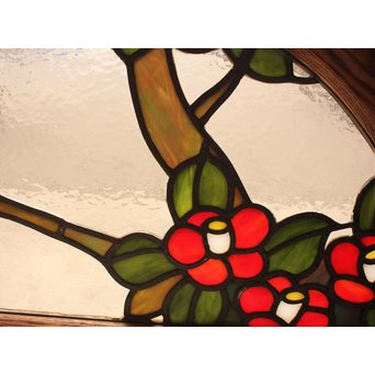 扇形ステンドガラス窓　椿　GD904 