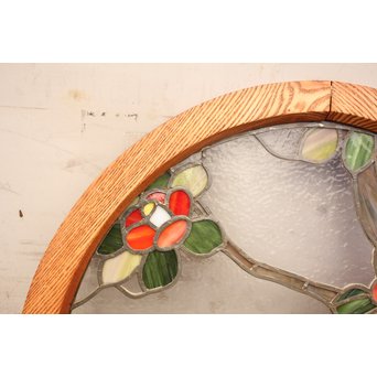 扇形ステンドガラス窓　椿　GD904 