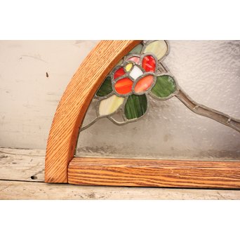 扇形ステンドガラス窓　椿　GD904 