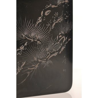 人間国宝　前大峰　彫漆硯箱　S2710 