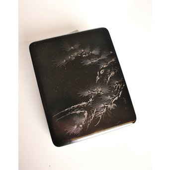 人間国宝　前大峰　彫漆硯箱　S2710