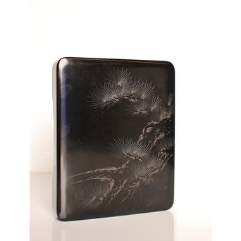 人間国宝　前大峰　彫漆硯箱　S2710 