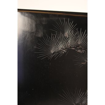 人間国宝　前大峰　彫漆硯箱　S2710 