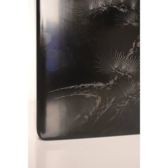 人間国宝　前大峰　彫漆硯箱　S2710 