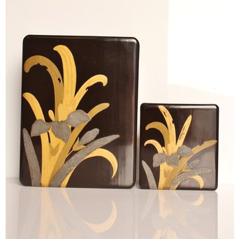 菖蒲蒔絵　硯箱と文箱のセット　S2711