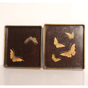 菖蒲蒔絵　硯箱と文箱のセット　S2711 