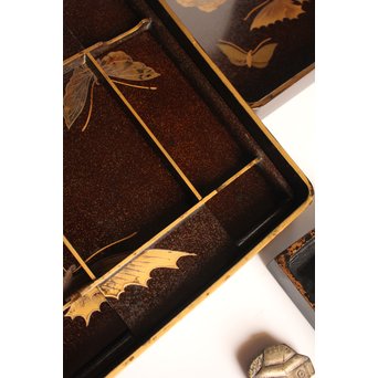 菖蒲蒔絵　硯箱と文箱のセット　S2711 