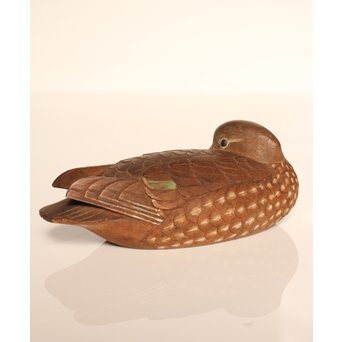 宮本理三郎銘　鴛鴦彩色木彫　S2720 