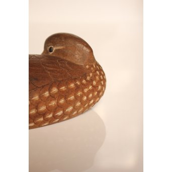 宮本理三郎銘　鴛鴦彩色木彫　S2720 