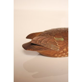 宮本理三郎銘　鴛鴦彩色木彫　S2720 