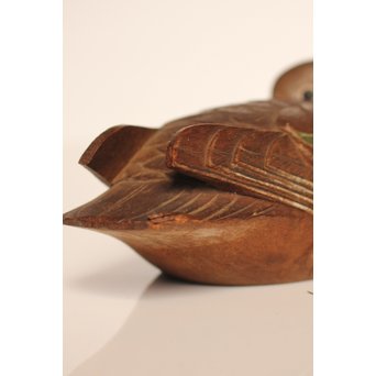 宮本理三郎銘　鴛鴦彩色木彫　S2720 