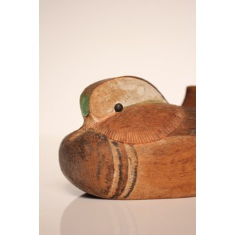 宮本理三郎銘　鴛鴦彩色木彫　S2720 