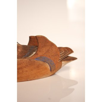 宮本理三郎銘　鴛鴦彩色木彫　S2720 