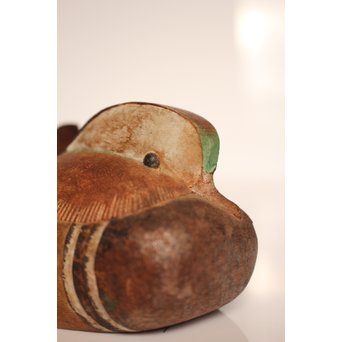 宮本理三郎銘　鴛鴦彩色木彫　S2720 