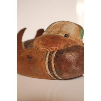 宮本理三郎銘　鴛鴦彩色木彫　S2720 