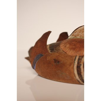 宮本理三郎銘　鴛鴦彩色木彫　S2720 