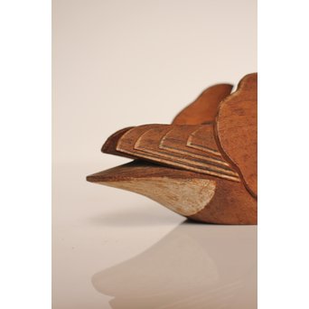 宮本理三郎銘　鴛鴦彩色木彫　S2720 