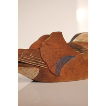 宮本理三郎銘　鴛鴦彩色木彫　S2720 