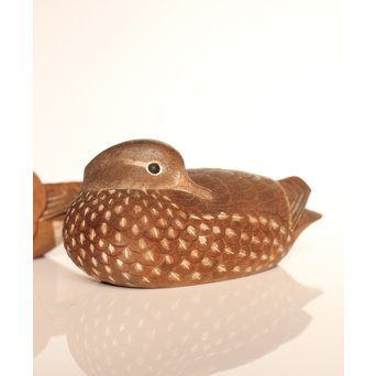 宮本理三郎銘　鴛鴦彩色木彫　S2720 